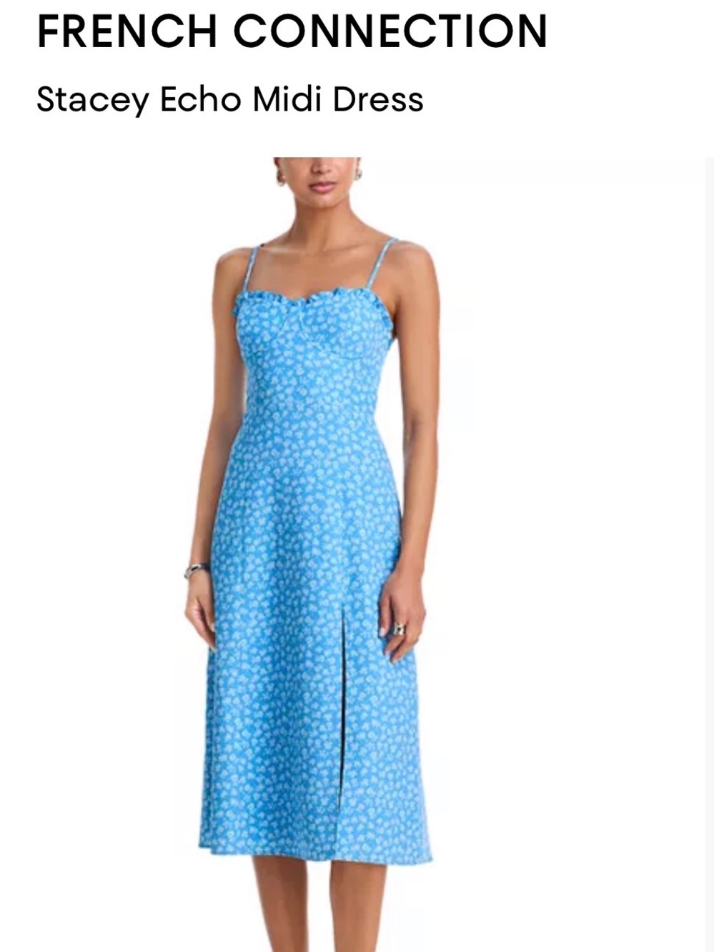 French Connection Blue Floral Spaghetti-Strap Slip Dress